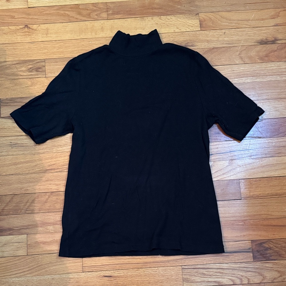 LOFT Black High Neck Ribbed Top